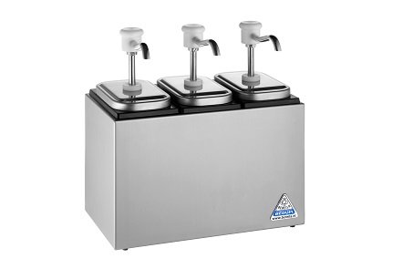 Saucebar unheated, triple with 3 push button dispensers BCMK type