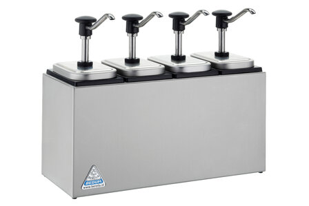 Sauzenbar onverwarmd 4-delig met 4 EBK drukknopdispensers
