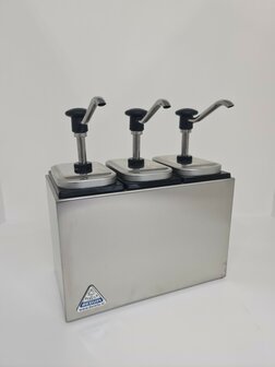Sauzenbar onverwarmd 3-delig met 3 EBK drukknopdispensers