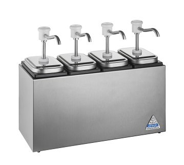 Sauzenbar onverwarmd 4-delig met 4 BCMK drukknopdispensers
