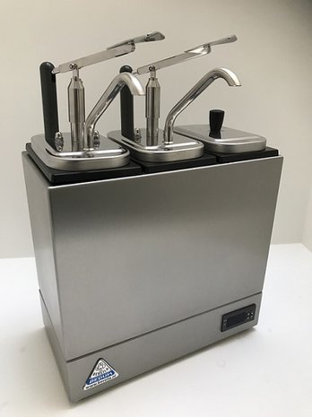 Saucebar heated, triple 2 NEOdis dispensers and 1 lid