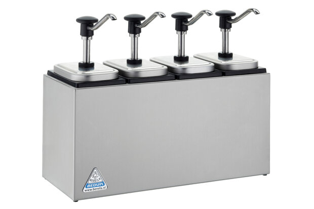 Sauzenbar onverwarmd 4-delig met 4 EBK drukknopdispensers